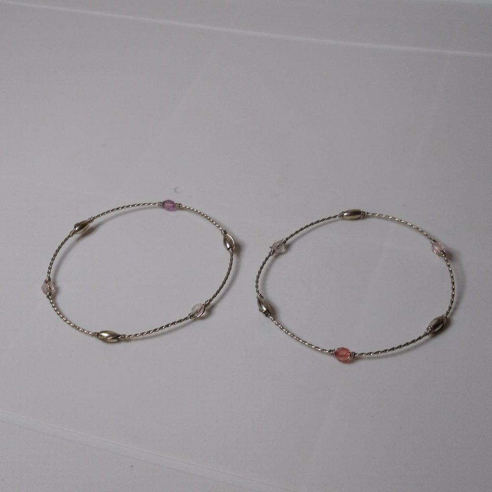 Set Of 2 Vintage Thin Lightweight Metal Bracelets